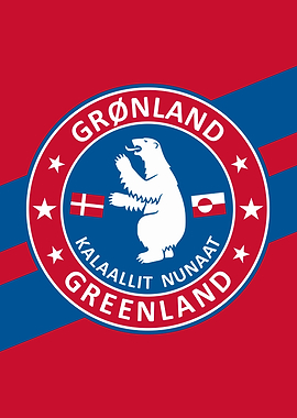 Greenland Flag Emblem with Polar Bear