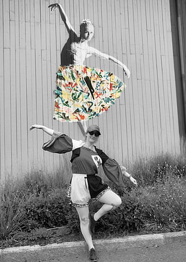 Woman posing with ballerina street art