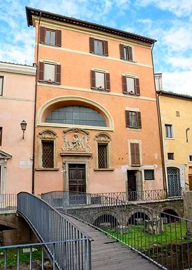 Historic Building in Rome with Bridge
