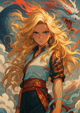Blonde Warrior with Dragon