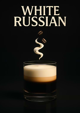 White Russian Cocktail Illustration