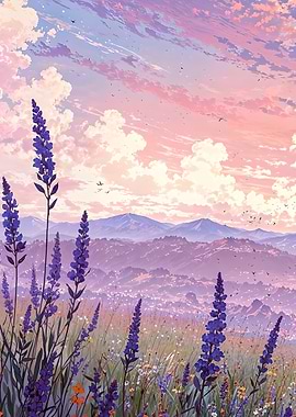 Lavender Field at Sunset