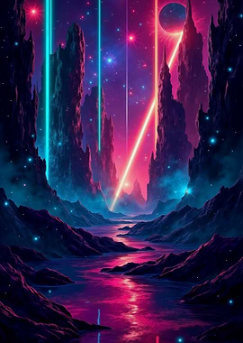 Neon Lit Alien Landscape