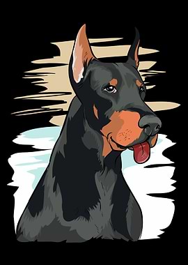 Doberman Pinscher Portrait Illustration