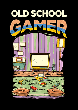 Old School Gamer Room Illustration