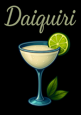 Daiquiri Cocktail Art Print – Classic Rum Drink Recipe Wall Decor for Bar, Kitchen, or Lounge