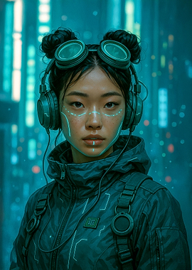 Cyberpunk Asian Woman Portrait