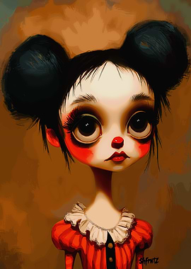 Creepy Doll with Red Accents