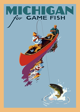 Michigan for Game Fish Vintage Poster