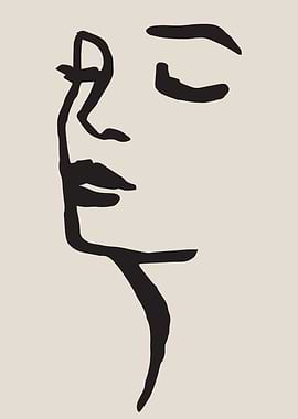 Minimalist Woman Face Line Art