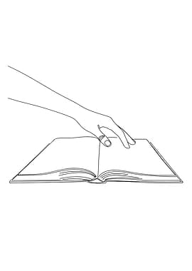 Hand over open book Minimalist line art