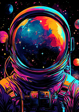 Colorful Astronaut in Space