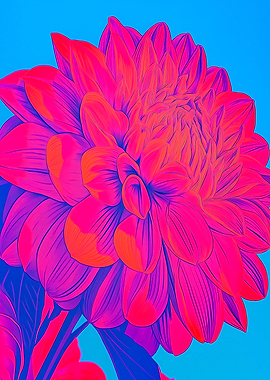 Vibrant Pink and Orange Dahlia Flower