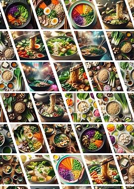 Collage of Ramen and Noodle Bowls