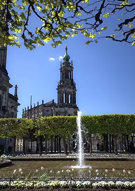 Dresden Cathedral and Fountain