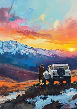 Mountain Sunset Adventure with SUV