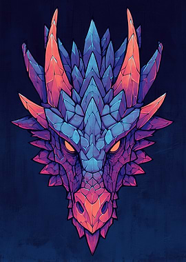 Crystalline Dragon Head Illustration