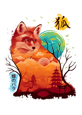 Fox Landscape Japanese Art