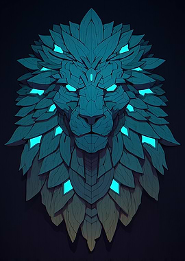 Abstract Lion Head with Glowing Accents