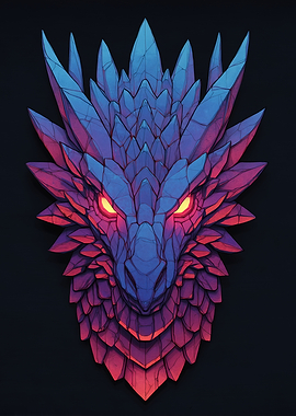 Crystalline Dragon Head with Glowing Eyes
