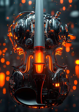 Cyberpunk Violin with Glowing Accents