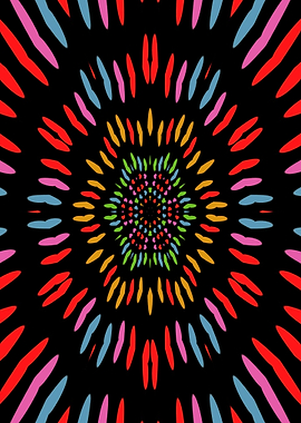 Colorful Abstract Concentric Pattern on Black