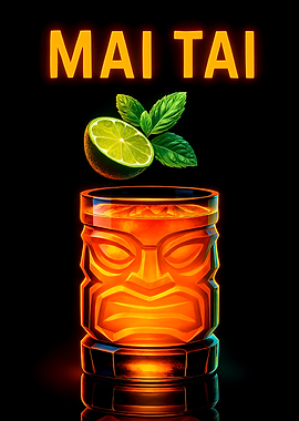 Mai Tai Cocktail with Tiki Glass