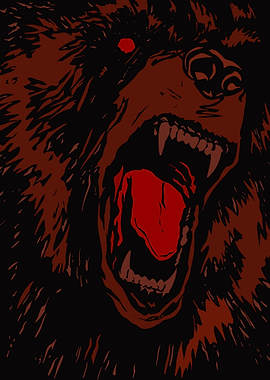 Roaring Bear with Red Eye