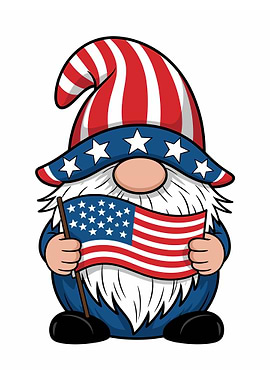 Patriotic Gnome with American Flag