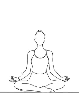 Woman in Lotus Position Minimalist Line Art