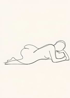 Minimalist Line Art: Reclining Woman