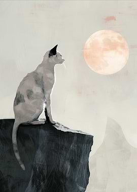 Cat and Moon Digital Painting