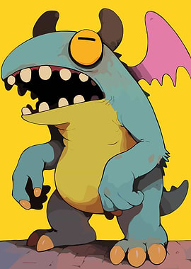 Cartoon Monster with Open Mouth