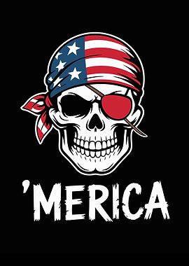 Patriotic Skull with American Flag Bandana