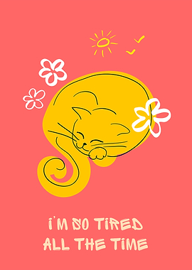 So Tired Cat Illustration