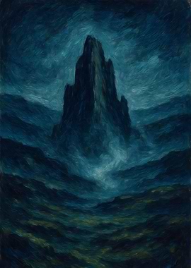 Obsidian Spire – Dreamlike Mountain in Mist
