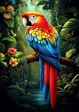 Scarlet Macaw in Jungle