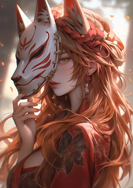 Woman with Kitsune Mask