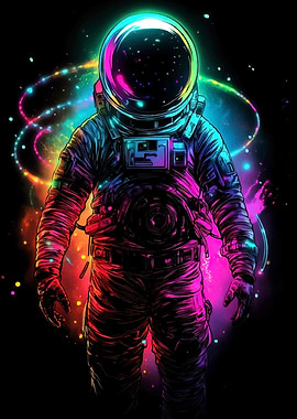 Colorful Astronaut in Space