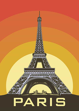 Eiffel Tower Paris Vintage Poster