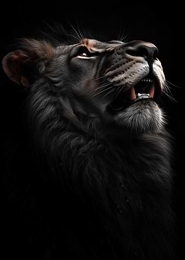 Dramatic Lion Portrait on Black