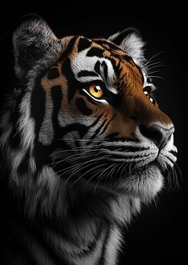 Tiger Portrait on Black Background
