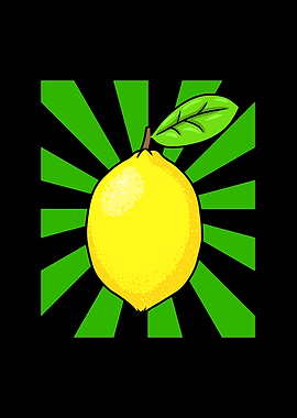 Cartoon Lemon with Green Rays