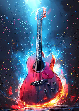 Electric Guitar with Colorful Energy