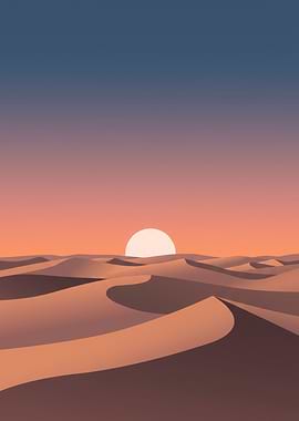 Desert Sunset Pixel Art Landscape