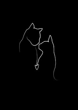Minimalist Cat Couple Line Art – Love in Simplicity