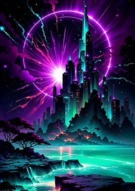 Surreal Futuristic Cityscape