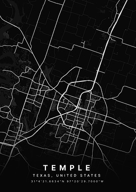Temple, Texas USA City Map