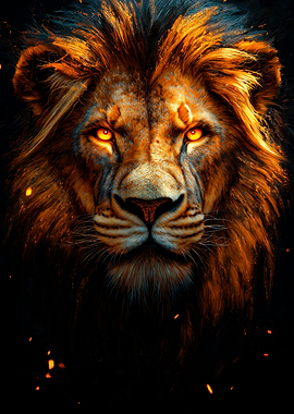 Fiery Lion Portrait