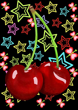 Cherries with Stars and Hearts